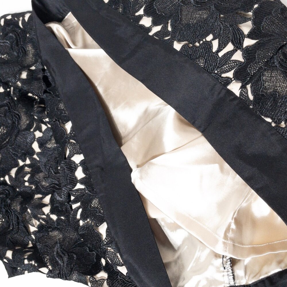 White House Black Market Lace Sleeveless Dress Black Floral Design 10 Formal - Picture 8 of 10